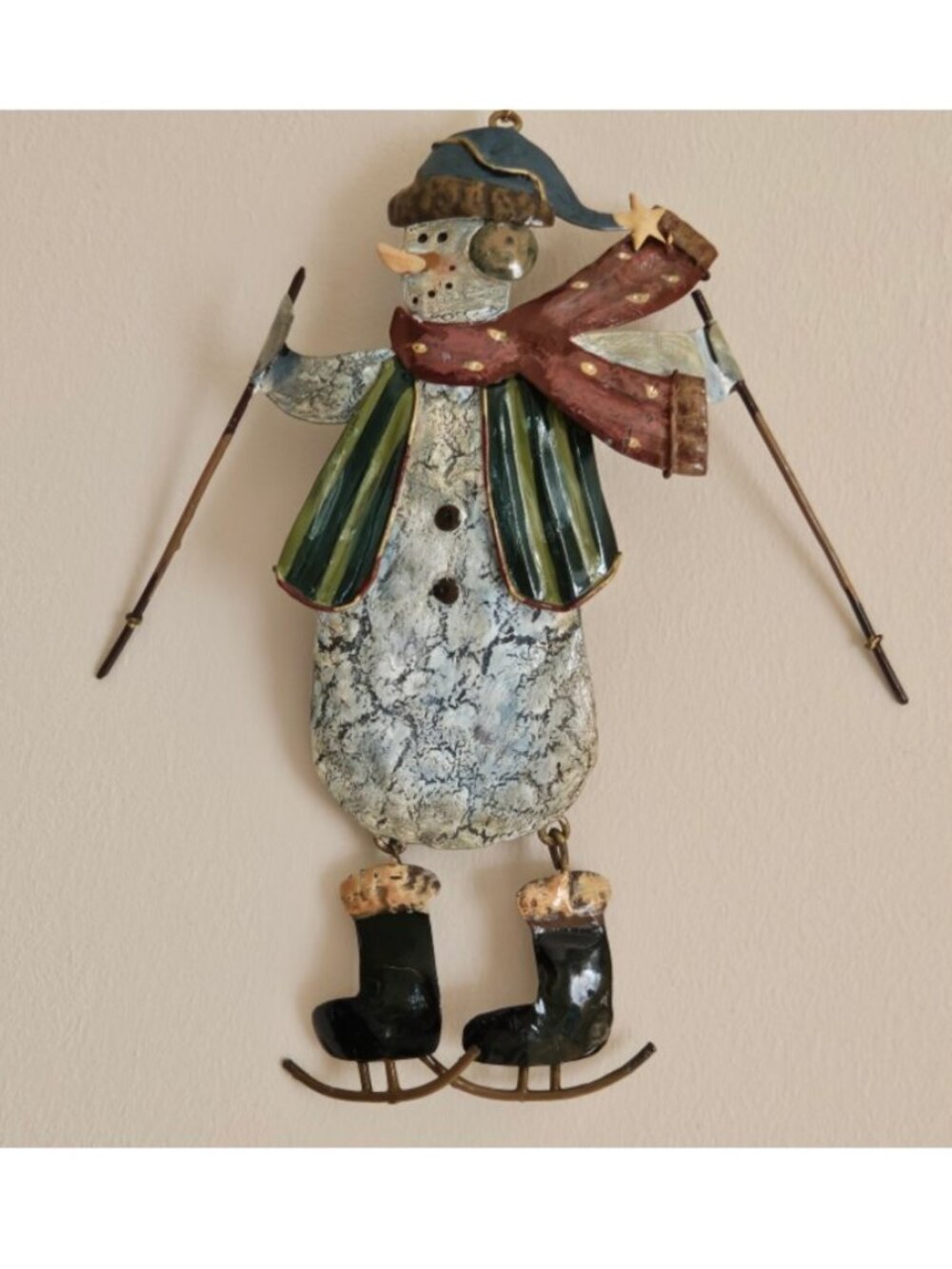 Rustic Metal Snowman Hanging Holiday Decor